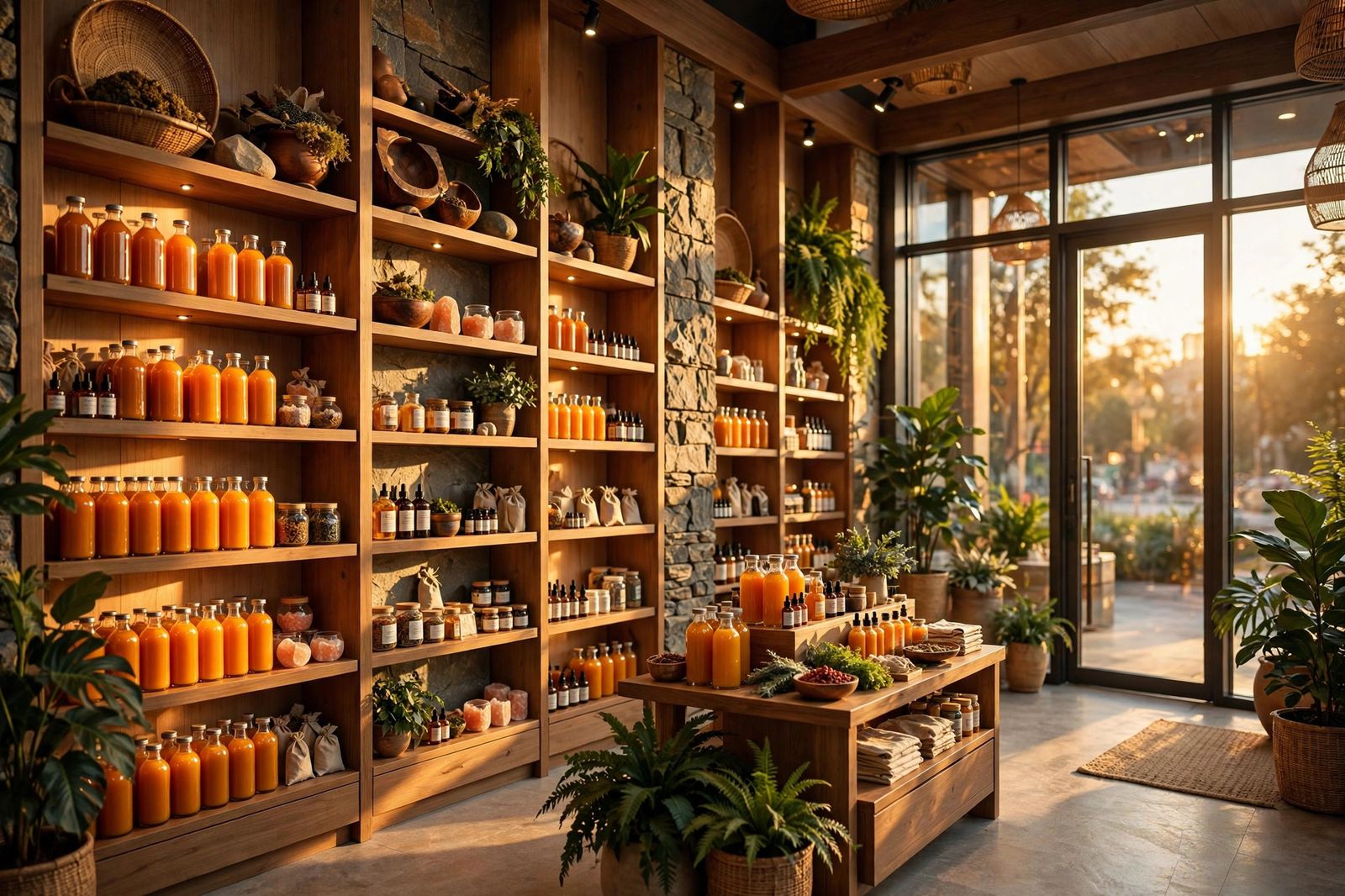 Beautiful WellWith franchise wellness store stocked with sea buckthorn products