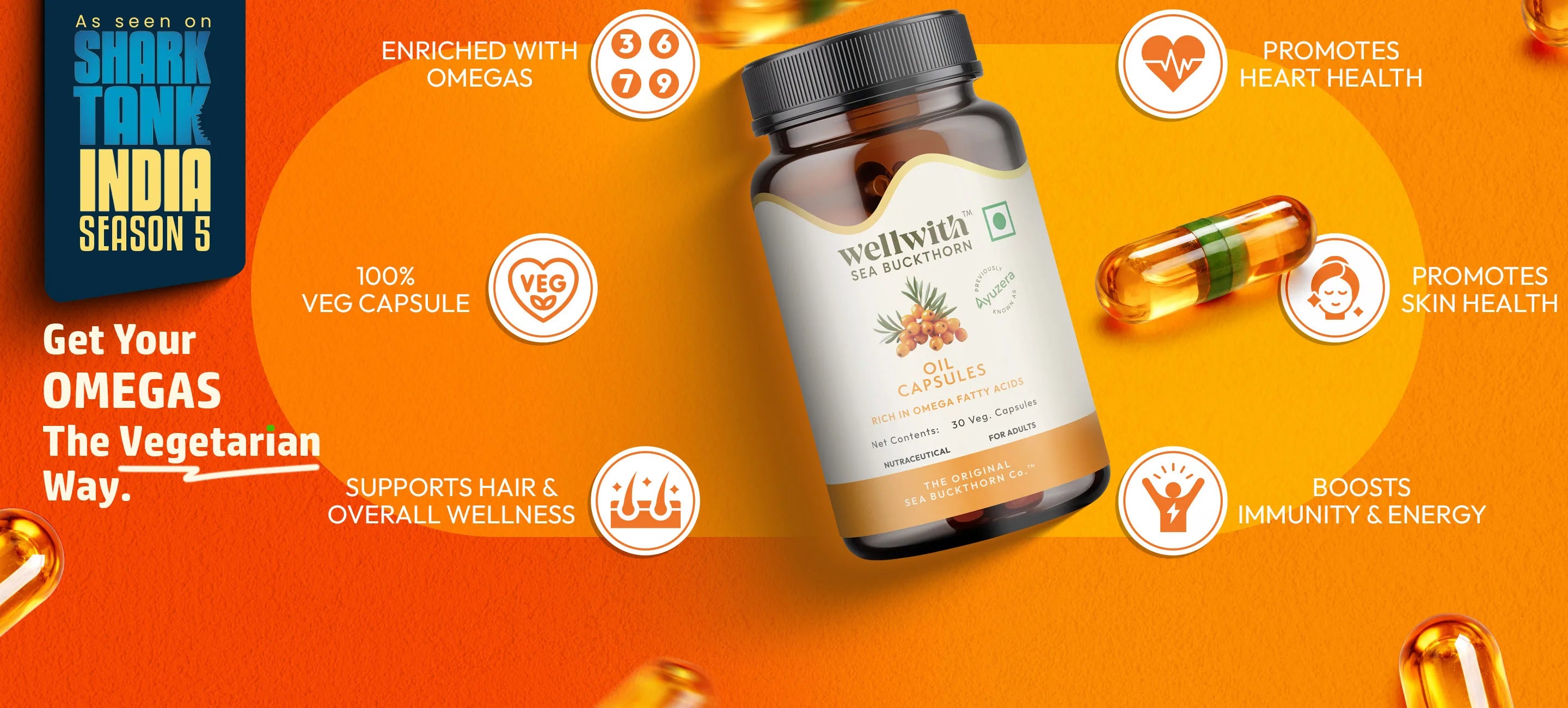 WellWith Omega-7 sea buckthorn oil capsules — As seen on Shark Tank India Season 5